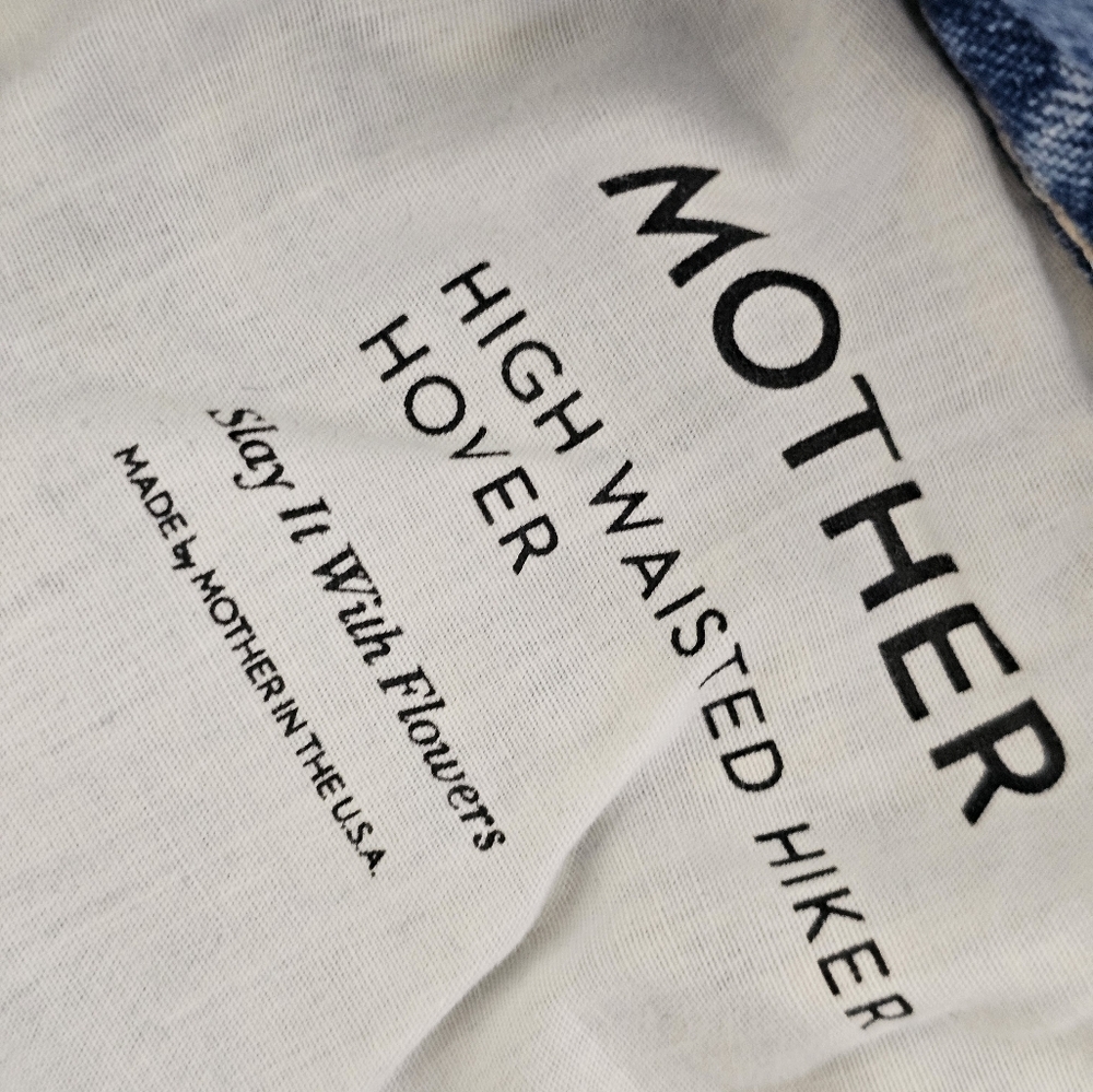 MOTHER High Waisted Hiker Hover High Rise Distressed Straight Leg Blue Jeans 25 - Picture 9 of 11